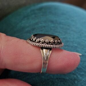 Elegant Black Onyx Ring. Checker Board Cut